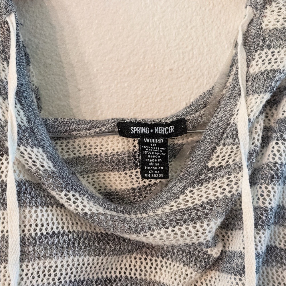 Gray and White Women's Cowl Neck Sweater